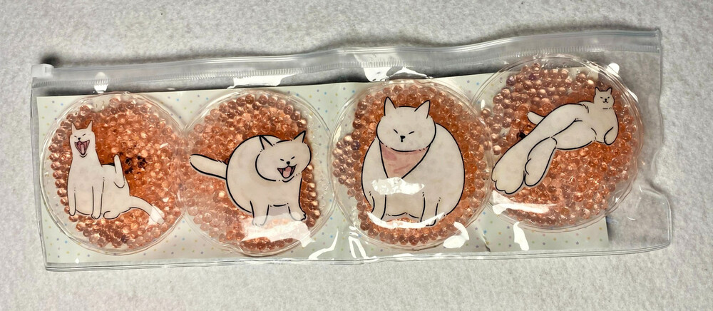 Cute Cat Reusable Gel Ice Pack Hot Cold Therapy Pack 4 Pad Set Pink NEW